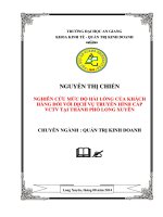 Nghiên cứu mức độ hài lòng của khách hàng đối với dịch vụ truyền hình cáp VCTV tại thành phố long xuyên 