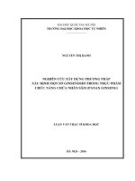 Nghiên cứu xây dựng phương pháp xác định một số Ginsenosid trong thực phẩm chức năng chứa nhân sâm (Panax Ginseng)