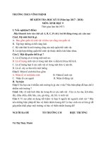 Đề thi học kì 2 lớp 9 môn Sinh năm 2017-2018 có đáp án – Trường THCS Vĩnh Thịnh