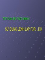 BÀI THỰC HÀNH 5: SỬ DỤNG LỆNH LẶP FOR ... DO TIẾT 1, 2 ...