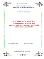 Các nhân tố tác động đến quyết định sử dụng dịch vụ xe khách hùng cường của người dân thành phố long xuyên 