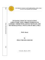 Investigation of vegetation structure and carbon storage in lower u minh wetland in vietnam and muthurajawela wetland in sri lanka 