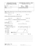 ĐỀ KIỂM TRA CHẤT LƯỢNG HỌC KÌ I NĂM HỌC: 2015 – 2016  ...