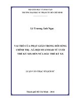 Vai trò của phật giáo trong đời sống chính trị xã hội myanmar từ cuối thế kỷ XIX đến nửa đầu thế kỷ XX 