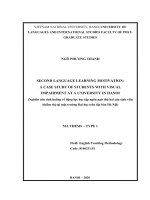 Nghiên cứu tình huống về động lực học tập ngôn ngữ thứ hai của sinh viên khiếm thị tại một trường đại học trên địa bàn hà nội​ 