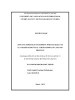 Áp dụng portfolio để cải thiện kĩ năng viết cho học sinh lớp 11 tại một trường trung học phổ thông tỉnh lạng sơn​ 