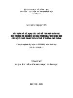 Xây dựng và sử dụng các chủ đề tích hợp giáo dục môi trường và biến đổi khí hậu trong dạy học sinh học cấp độ chức sống trên cơ thể ở trường phổ thông (tt) 