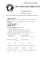 Đề cương giữa học kỳ 2 Toán 11 năm 2020 - 2021 trường THPT Xuân Đỉnh - Hà Nội - TOANMATH.com