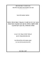 Phân tích thực trạng và đề xuất các giải pháp đẩy mạnh xây dựng nông thôn mới tại huyện Lộc Hà tỉnh Hà Tĩnh