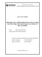 Đồ án tốt nghiệp tìm hiểu quy trình kiểm tra chất lượng nguyên liệu sản xuất bia của công ty bia vinaken 
