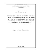 Nghiên cứu đánh giá tình hình cấp giấy chứng nhận quyền sử dụng đất quyền sở hữu nhà ở và tài sản khác gắn liền với đất cho hộ gia đình cá nhân huyện Thanh Trì Hà Nội