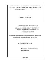 luận văn thạc sĩ nghiên cứu về những thuận lợi và khó khăn khi áp dụng các hoạt động dạy học theo dự án tại một trường tiểu học ở hà nội​ 