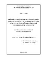 Phân tích và đề xuất các giải pháp nhằm tăng cường công tác quản lý ngân sách cấp xã phường trên địa bàn thị xã Đông Triều tỉnh Quảng Ninh