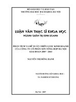 Phân tích và đề xuất chiến lược kinh doanh của Công ty cổ phần sơn tổng hợp Hà Nội giai đoạn 2007 2015