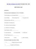 Tải Đề thi môn Tiếng Anh lớp 8 học kì 2 có đáp án năm học 2018 - 2019 số 3 - Đề thi học kì 2 môn Tiếng Anh lớp 8 có đáp án