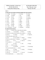 Tải Bộ đề và đáp án thi học sinh giỏi môn tiếng Anh lớp 6 trường THCS Phương Trung, Thanh Oai năm học 2013 - 2014 - Đề thi học sinh giỏi tiếng Anh lớp 6 có đáp án