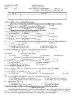 Tải Bộ đề thi học kì 1 lớp 11 môn tiếng Anh (Ban cơ bản) trường THPT Tán Kế, Bến Tre năm học 2016-2017 có đáp án - Đề kiểm tra học kì 1 môn Tiếng Anh có đáp án