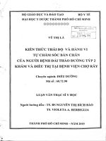 Kiến thức dự phòng biến chứng bàn chân ở người bệnh đái tháo đường type 2 điều trị nội trú tại bệnh viện đa khoa huyện tiên du, bắc ninh 