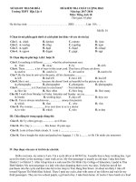 Tải Đề thi học kì 1 lớp 10 môn tiếng Anh trường THPT Hậu Lộc 4, Thanh Hóa năm học 2017-2018 có đáp án - Đề kiểm tra học kì 1 môn Tiếng Anh có đáp án