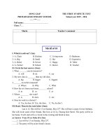 Tải Tổng hợp đề kiểm tra 45 phút số 1 môn tiếng Anh lớp 7 trường TH&THCS Song Giáp, Lạng Sơn năm học 2015 - 2016 - Đề thi tiếng Anh lớp 7 có đáp án