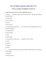 Tải Đề kiểm tra tiếng Anh lớp 11 Unit 6 Global warming - Tiếng Anh Unit 6 lớp 11 Global Warming| Bài tập tiếng Anh 11 Unit 6 có đáp án