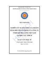 Nghiên cứu sự hài lòng của khách hàng đối với sản phẩm của công ty TNHH khí hóa lỏng việt nam tại khu vực thành phố hồ chí minh 