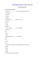 Tải Đề ôn thi học kì 1 lớp 7 môn Tiếng Anh năm học 2018 - 2019 - Đề kiểm tra Tiếng Anh lớp 7 chương trình mới học kì 1 có đáp án