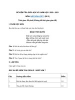 Tải Đề thi giữa học kì 1 lớp 7 môn Văn có đáp án năm 2020 - 2021 (Đề 2) - Đề thi giữa kì 1 môn Văn 7 có đáp án năm 2020