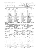 Tải Đề thi chọn học sinh giỏi lớp 9 môn Tiếng Anh huyện Lâm Thao, Phú Thọ năm 2013 - 2014 - Đề thi chọn HSG môn Tiếng Anh lớp 9 có đáp án