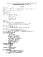 De cuong on tap Hoc ky I  Mon Anh Lop 7 nam 20122013va 4 de kiem tra Hoc ky I tham khao