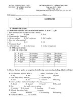 Tải Đề thi học kì 1 lớp 6 môn tiếng Anh Phòng GD&ĐT Nhuế Dương, Khoái Châu năm học 2017-2018 - Đề kiểm tra học kì 1 lớp 6 môn tiếng Anh