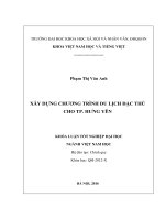 Tài liệu luận văn Xây Dựng Chương Trình Du Lịch Đặc Thù Cho Tp. Hưng Yên