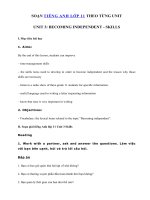 Tải Unit 3 lớp 11 Skills - Tiếng Anh 11 Unit 3 Becoming independent| Soạn tiếng Anh 11 mới Unit 3 Skills