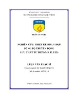 Luận văn Thạc sĩ Kỹ thuật Cơ điện tử: Nghiên cứu, thiết kế bộ ly hợp dùng bộ truyền động lưu chất từ biến (MR Fluid)