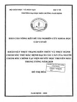 Khảo sát thực trạng kiến thức và thực hành chăm sóc trẻ mắc bệnh bạch cầu cấp của người chăm sóc chính tại bệnh viện huyết học truyền máu trung ương năm 2020 