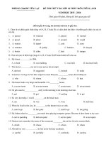 Tải Đề thi thử vào lớp 10 môn Tiếng Anh Phòng GD - ĐT Yên Lạc, Vĩnh Phúc năm 2015 - Đề thi thử tuyển sinh vào lớp 10 môn Tiếng Anh có đáp án
