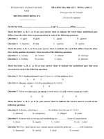 Tải Đề thi học kỳ 1 môn tiếng Anh lớp 12 trường THPT IVS, Bắc Ninh năm học 2016 - 2017 có đáp án - Đề kiểm tra cuối kì 1 môn tiếng Anh lớp 12 có đáp án