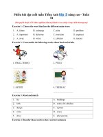 Tải Phiếu bài tập cuối tuần Tiếng Anh lớp 5 nâng cao - Tuần 24 - Bài tập cuối tuần Tiếng Anh lớp 5 - Tuần 24