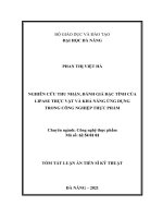 Nghiên cứu thu nhận, đánh giá đặc tính của lipase thực vật và khả năng ứng dụng trong công nghiệp thực phẩm TT 