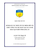 Đánh giá các nhân tố tác động đến tổ chức công tác kế toán tại các cơ sở đào tạo nghề tỉnh long an 