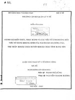 Đánh giá kiến thức, thực hành và các yếu tố ảnh hưởng đến việc sử dụng kháng sinh của người dân xã đông tảo, thị trấn khoái châu huyện khoái châu tỉnh hưng yên 