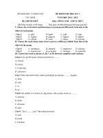 Tải Đề Kiểm tra học kỳ 1 môn tiếng Anh lớp 12 năm học 2014 - 2015 - Đề thi môn tiếng Anh lớp 12 có đáp án