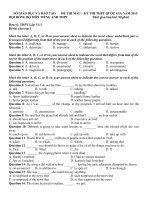 Tải Đề thi thử THPT Quốc gia môn Tiếng Anh trường THPT Lấp Vò 1, Đồng Tháp năm 2015 - Đề thi thử đại học môn Tiếng Anh có đáp án