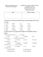 Tải Đề thi khảo sát chất lượng giữa kỳ môn Tiếng Anh 8 THCS Thái Hòa năm học 2014 - 2015 - Đề thi giữa kỳ môn Tiếng Anh 8 có đáp án