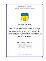 Các yếu tố ảnh hưởng đến việc vận dụng kế toán quản trị trong các công ty dịch vụ công ích trên địa bàn tp hồ chí minh 