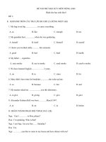 Tải Đề thi học kỳ I môn Tiếng Anh lớp 8 có đáp án - Tài liệu ôn thi học kỳ 1 môn tiếng Anh lớp 8 có đáp án
