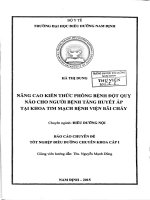 Nâng cao kiến thức phòng bệnh đột quỵ não cho người bệnh tăng huyết áp tại khoa tim mạch bệnh viện bãi cháy 