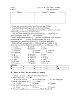 Tải Đề thi học kì 1 lớp 7 môn tiếng Anh có đáp án - Đề kiểm tra 45 phút tiếng Anh lớp 7