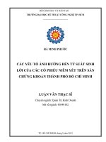 Các yếu tố ảnh hưởng đến tỷ suất sinh lời của các cổ phiếu niêm yết trên sàn chứng khoán thành phố hồ chí minh 