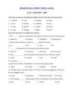 Tải Đề kiểm tra 15 phút lần 1 môn tiếng Anh lớp 12 (đề 2) - Đề kiểm tra tiếng Anh 12 có đáp án